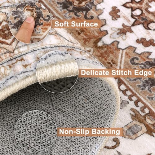 Yamaziot Washable Runner Rug, 2x8 Non-Slip Boho Vintage Hallway Kitchen Rug - Image 4
