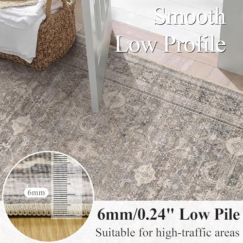 Schweek 9x12 Washable Area Rug Neutral Large Rugs for Living Room Taupe - Image 4