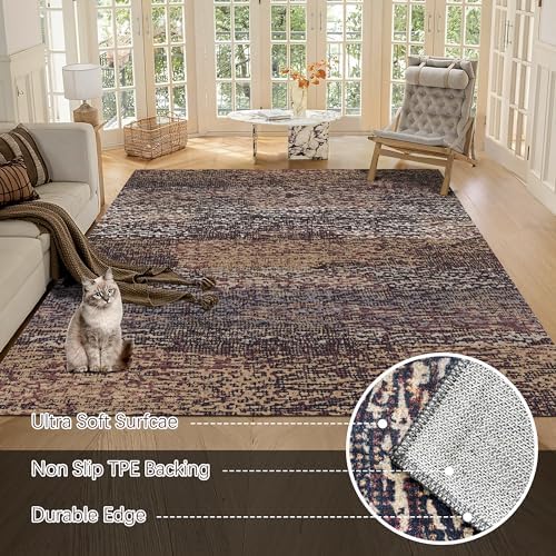 RUGSURE Washable Area Rug - 1/6 Thick - Stain & Water Resistant Non-Slip - Resistant Rug for Living Room, Bedroom, Nursery, Pet & Child Friendly, Vintage Charm Area Rugs (Rust, 9' x 12') - Image 5