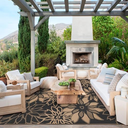 GENIMO Outdoor Rug, Waterproof Plastic Rugs for Patio, 9'x12' Onyx Brown - Image 4