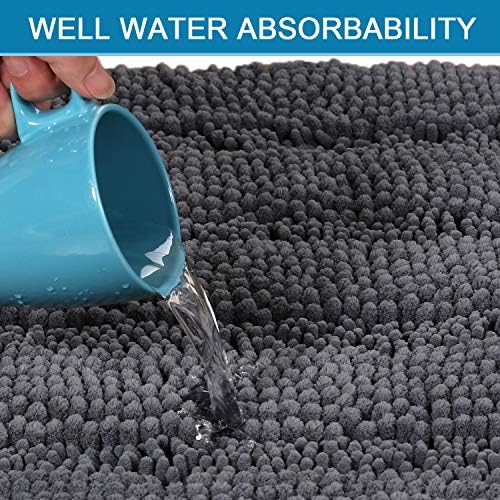 H.VERSAILTEX Bathroom Rugs Bath Mat Runner Rug Non Slip Kitchen Rug Extra Long Bath Rug Runners Oversized 59" x 20" Absorbent Washable Dry Fast Plush Area Rug for Bathroom/Bedroom - Grey - Image 5