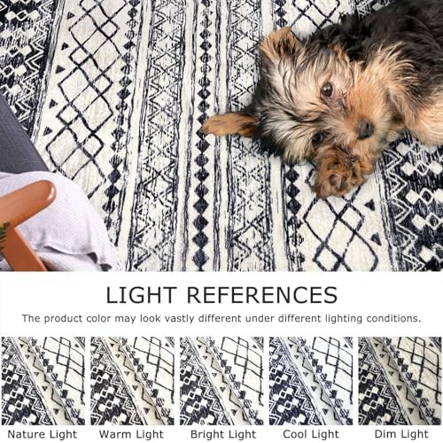 KUTA Moroccan Kitchen Rugs 3x8 Vintage Black Navy Blue Boho Hallway Runner - Image 4
