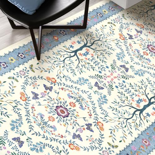 Ksrau 2'6x12 Runner Rug Washable: Non Slip Long Rugs for Hallway Blue Ivory - Image 4
