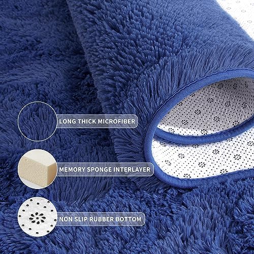 Tepook 4x6 Soft Fluffy Rug for Bedroom Fuzzy Navy Rugs for Living Room - Image 5
