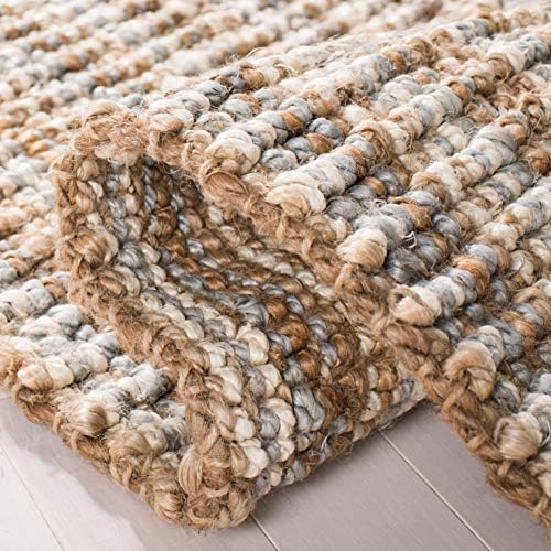 SAFAVIEH Natural Fiber Square Rug 8', Jute Knotted Grey & Natural NF447K - Image 5