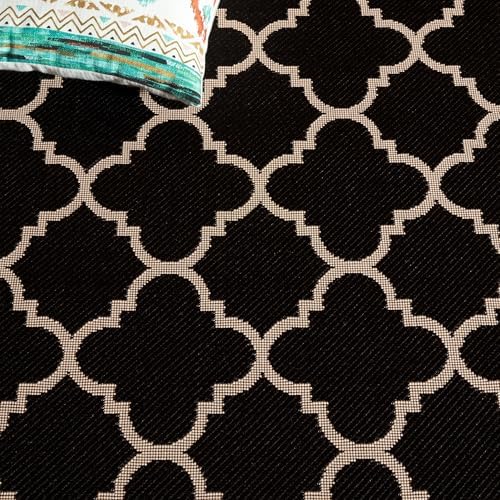 SAFAVIEH Washable Rug Outdoor Courtyard Collection - 2'7" x 5', Black & Beige, Non-Shedding & Easy Cleaning, Ideal for Patio, Backyard, Mudroom (CY6918-226) - Image 4