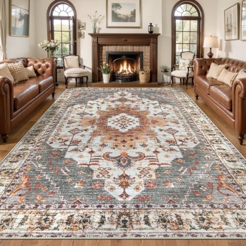 Tangsoo 9x12 Washable Area Rugs for Living Room, Oriental Non Slip Large by Tangsoo