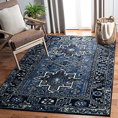 SAFAVIEH Vintage Hamadan Collection Area Rug - 6'7" Square, Blue & Grey, Traditional Persian Design, Non-Shedding & Easy to Clean, Ideal for Living Room, Bedroom, Dining Space (VTH211N) by Unknown