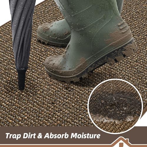 BEQHAUSE Dirt Trapper Door Mat 32" x 72", Non-Slip Washable Doormats, Brown - Image 3