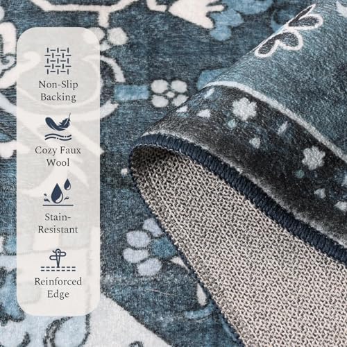 Rugflix 3x5 Entrance Rugs, Washable Dark Navy Blue Entry Small Rug - Image 2