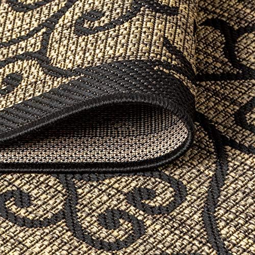 JONATHAN Y Vintage Filigree Indoor Outdoor Area Rug 9X12 Black/Khaki, Madrid Textured Weave for Backyard, Patio, Porch, Easy-Cleaning, High Traffic, Pet-Friendly, Non-Shedding (SMB107A-9) - Image 6