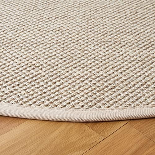 SAFAVIEH Natural Fiber Round Rug 4' Sisal Textured, Marble & Beige NF143C - Image 5