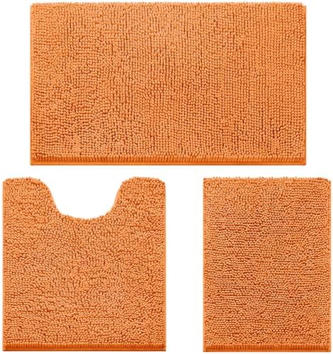 HOMEIDEAS Bathroom Rugs Set of 3, Super Soft Absorbent Chenille Bath Rugs by HOMEIDEAS
