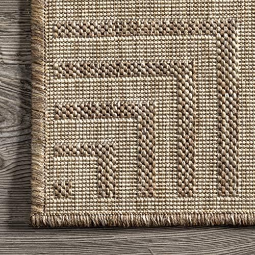 nuLOOM Asha Light Brown Bordered Indoor/Outdoor Area Rug, 6' 7" x 9' - Image 6