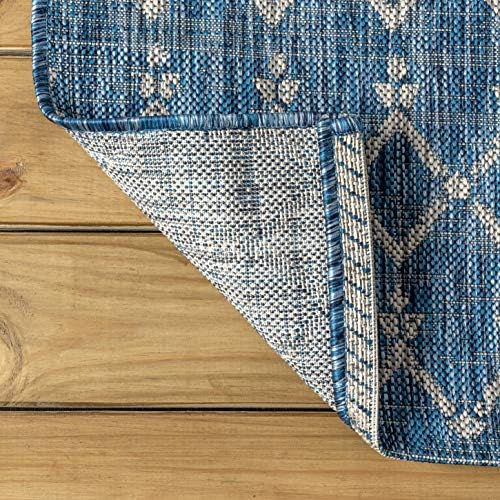 JONATHAN Y Moroccan Geometric Indoor Outdoor Square Area Rug 9X9 Navy/Light Gray, Ourika Textured Weave for Backyard, Patio, Porch, Easy-Cleaning, High Traffic, Pet-Friendly, Non-Shedding SMB108B-9SQ - Image 6