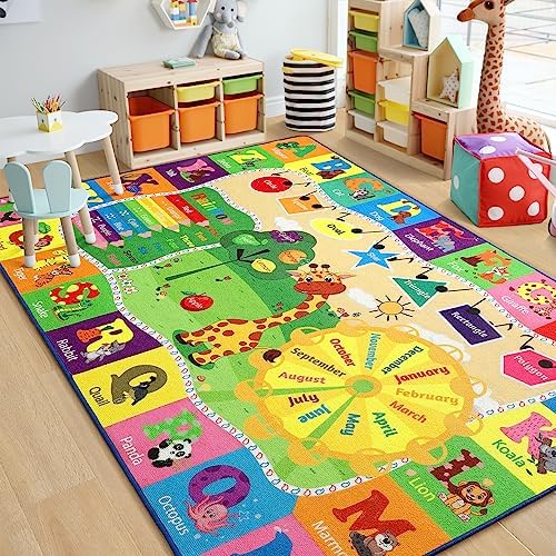 Chicrug 9x12 ABC Kids Rug for Classroom, Washable Non Slip Playroom Playmat - Image 3