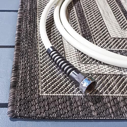 SAFAVIEH Courtyard Collection 2' x 3'7' Light Grey/Black CY8475 Indoor/ Outdoor Patio Backyard Mudroom Accent Rug - Image 4