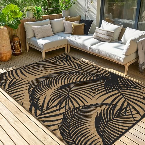 GENIMO Outdoor Rug, Waterproof Plastic Rugs for Patio, 6'x9' Ebony Brown - Image 4