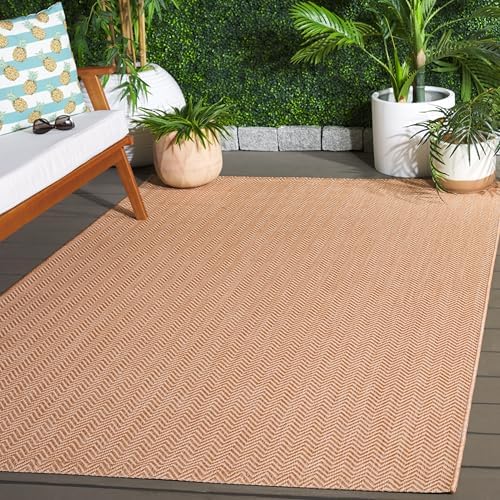 SAFAVIEH Outdoor Square Rug 4' - Courtyard Collection - Coastal Design, Natural & Cream, Durable & Easy Cleaning, Ideal for Patio, Entryway, Mudroom, Backyard (CY8022-03012) by Unknown