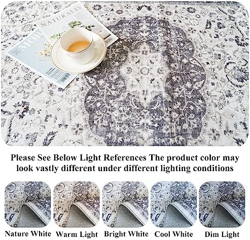 Hallway 2x6 Washable Runner Rug: Oriental Stain Resistant Kitchen Entryway Rugs Farmhouse Ultra Soft Bathroom Bedroom Print Floor Mat Thin Non Slip Indoor Carpet for Living Room Laudry (2 X 6, Grey) - Image 3