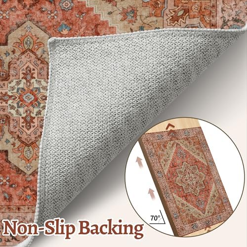 Tangsoo 5x7 Washable Area Rugs for Living Room, Vintage Indoor Non Slip Rug - Image 6