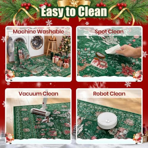 zesthome Christmas Area Rug 2x3, Washable Rugs for Entrance (2'x3', Green) - Image 4