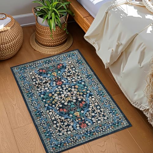 GarveeHome Blue Floral 2x3 Washable Rug Small Door Mat - Image 3