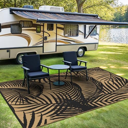 GENIMO Outdoor Rug, Waterproof Plastic Rugs for Patio, 6'x9' Ebony Brown - Image 2