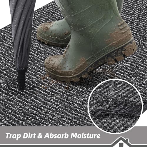 BEQHAUSE Dirt Trapper Door Mat 32"x72", Non-Slip Washable Doormat, Charcoal - Image 3