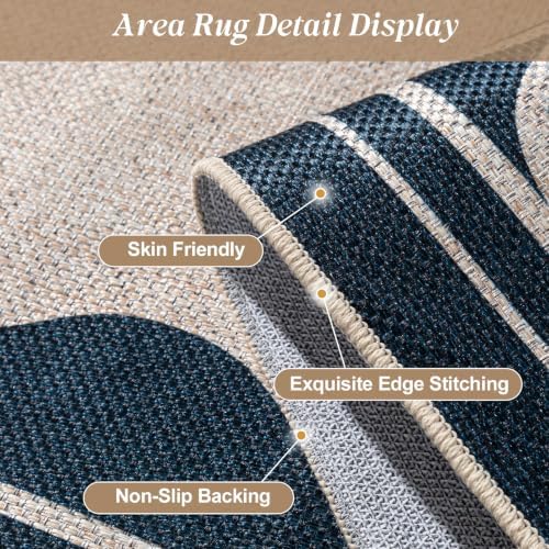 5×7 Easy Jute Rug Washable Rugs Low Pile Indoor Farmhouse Neutral Non Slip Rug Modern Carpet Door Mat for Backyard Bedroom Kitchen Porch Patio Black - Image 5