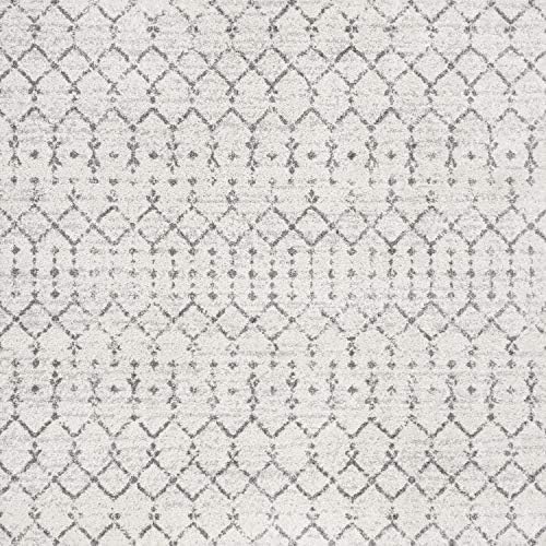JONATHAN Y Boho Vintage Diamond Cream/Gray Square Area Rug 8X8 ft, Moroccan Hype for Living Room, Bedroom, Kitchen, Office, Easy-Cleaning, High Traffic, Pet-Friendly, Non-Shedding (MOH101B-8SQ) - Image 2