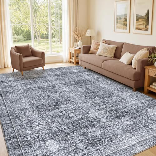 Sasttie 4x6 Area Rugs, Ultra-Soft Washable Rug for Living Room, Black Grey by SASTTIE