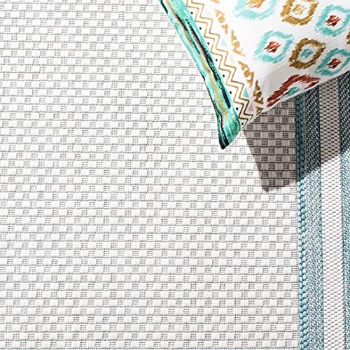 SAFAVIEH Washable Rug Outdoor Courtyard Collection - 5'3" Square, Ivory & Aqua Blue, Non-Shedding & Easy Cleaning, Ideal for Patio, Backyard, Mudroom (CY8475-53612) - Image 6