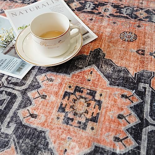 Washable Terracotta Distressed 2x5 Hallway Runner Rug Cozy Kitchen Carpet - Image 6