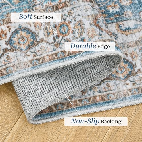 Madane Washable Runner Rugs 2x12 Long for Hallway Kitchen Soft, Navy - Image 4