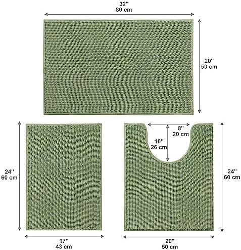 Urvoix Bathroom Rugs Sets 3 Piece, Non-Slip Chenille Bath Rug Set - Image 3