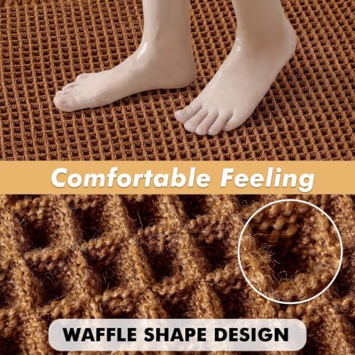 MIULEE Fall Terracotta Set of 2 Waffle Bathroom Rugs Bath Mat 18x30 Inch - Image 4
