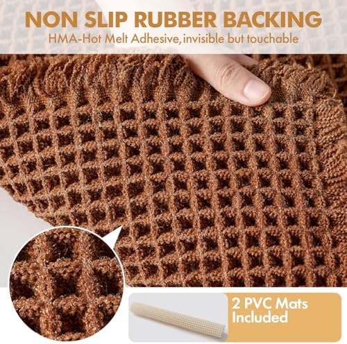 MIULEE Fall Terracotta Set of 2 Waffle Bathroom Runner Rugs 2'x4'(24"x48") - Image 3