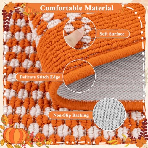 Ileading Fall Kitchen Rugs Set of 3 Piece Washable Orange Autumn Runner Rug - Image 4