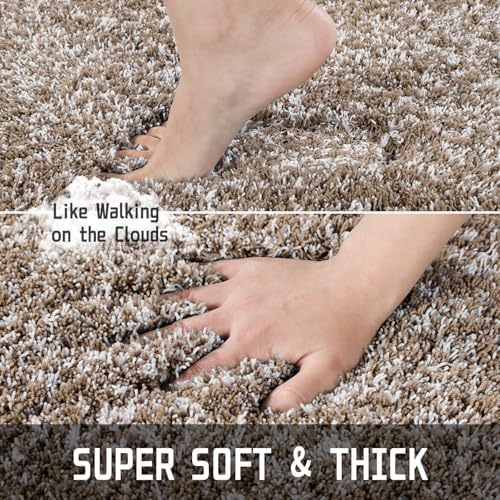 Yimobra Toilet Rugs U Shaped Washable 24X20, Soft Toilet Mat, Brown&White - Image 3