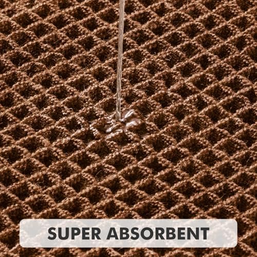 MIULEE Set of 2 Waffle Bathroom Rugs Boho Bath Mat Mocha 18x30 Inch - Image 3