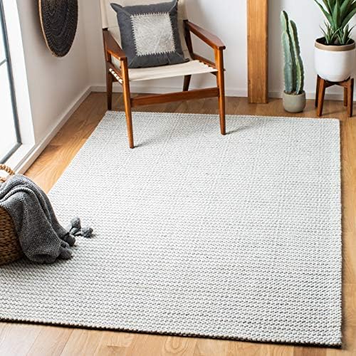 SAFAVIEH Marbella Accent Rug 3x5, Wool Flatweave Light Grey & Ivory MRB392F by Unknown