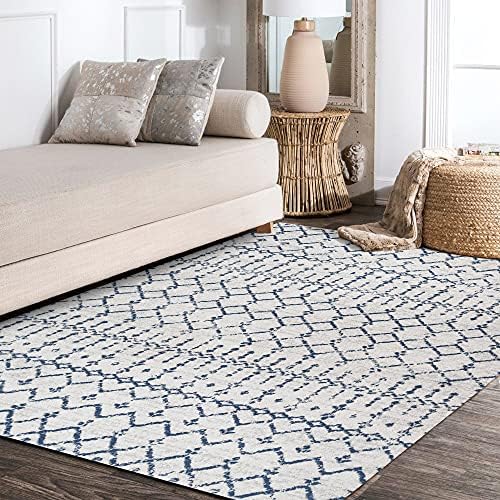 JONATHAN Y Boho Vintage Diamond Cream/Navy Indoor Area Rug 8X10 ft, Moroccan Hype for Living Room, Bedroom, Kitchen, Office, Easy-Cleaning, High Traffic, Pet-Friendly, Non-Shedding (MOH101F-8) - Image 5