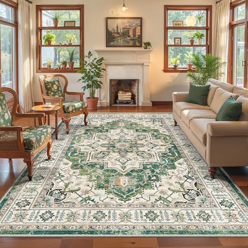zesthome 6x9 Area Rugs for Living Room,Large Washable Rug,Green by Zesthome