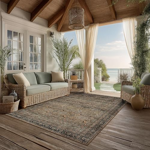 Ruaruarug Washable Area Rug 4×6 for Living Room, Ultra Soft, Vintage Brown - Image 6