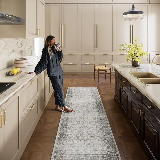Washable Kitchen Rug Runners for Hallways: 2'x6' Bedroom Rug Non Slip Low-Pile Stain Resistant Soft Indoor Floor Carpet Runner for Indoor Entryway Hallways Kitchen Laundry Room Beside Farmhouse - Image 7