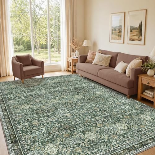 Sasttie 5x7 Area Rugs, Ultra-Soft Washable Rug for Living Room, Dark Green by SASTTIE