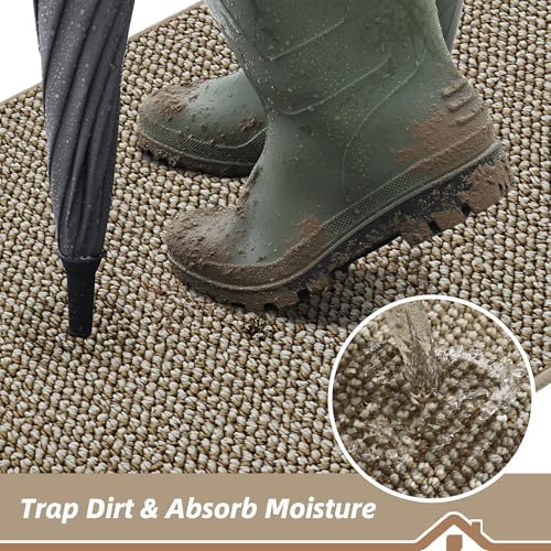 BEQHAUSE Dirt Trapper Door Mat 20" x 48", Non-Slip Washable, Light Beige - Image 3