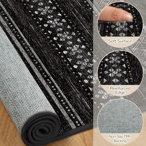 4x6 Washable Area Rugs for Living Room Boho Bedroom Rug Black/White - Image 3