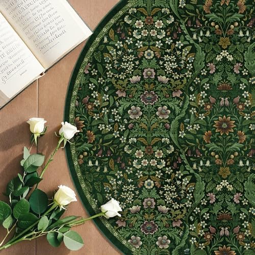 Round Rug 8ft Floral Circle Rug Large Botanical Indoor Area Rug - Image 4
